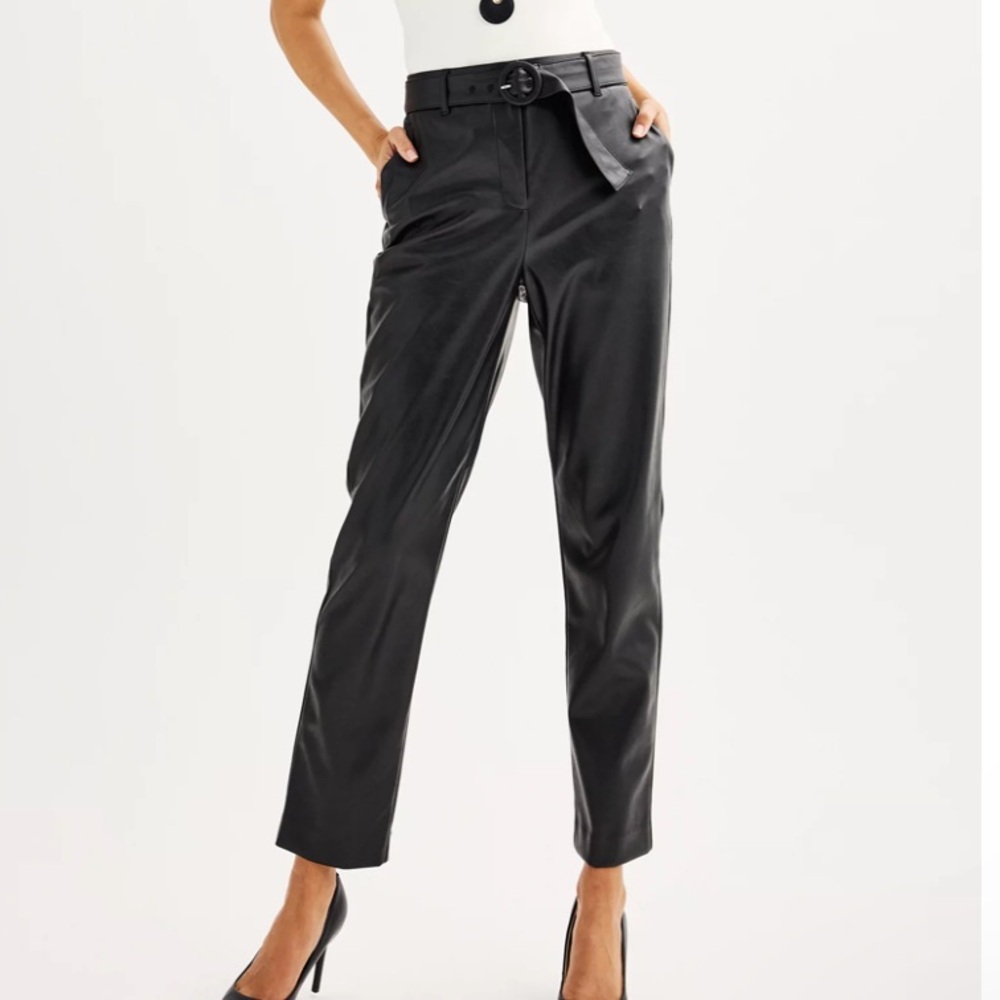 Nine West Faux Leather Elastic Waist Pants- Size M